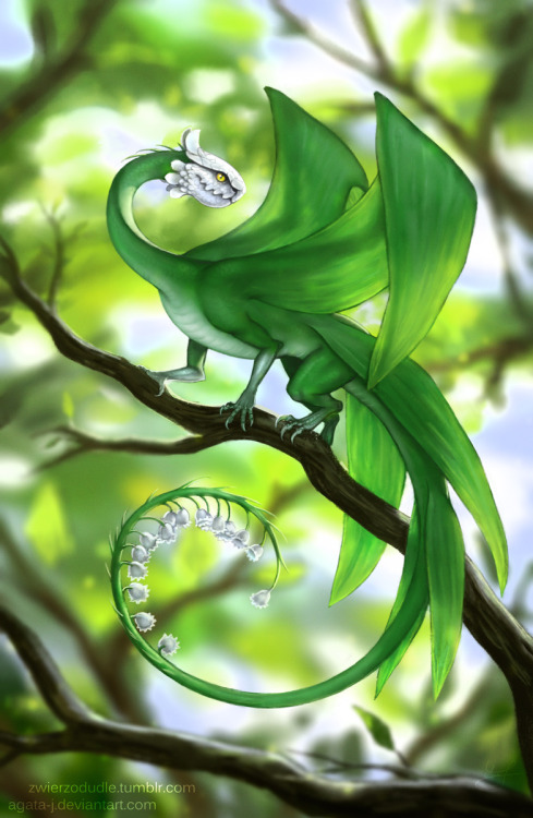 zwierzodudle:happy birthday, dalishmarshmallow~! here’s a lily of the valley dragon for u