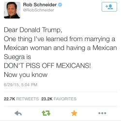 goodmorningaztlan:  Sweet Robbie Schneider knows what’s up!  I’ve actually seen people on social media trying to defend his statements by “explaining” that Trump was only referring to illegal immigrants and it doesn’t matter cuz they can’t