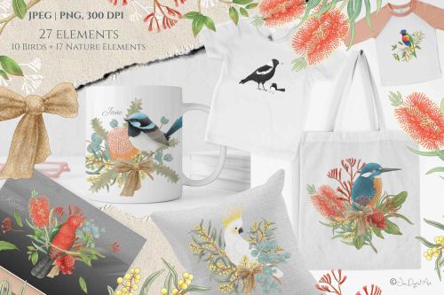 Australian Birds & Flowers by JenDigitalArt★ download • FREE GRAPHICS OF THE WEEK