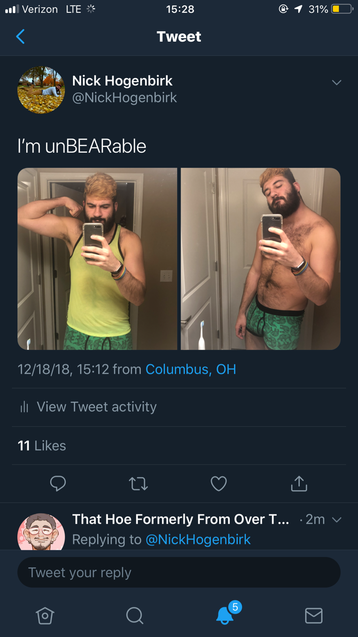 hogieblue:  Give me attention 😁https://twitter.com/nickhogenbirk/status/1075121709605363712?s=21Nick