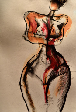 carmeljenkin-art:  Drawing by Carmel Jenkin, Self-assured, mixed media on paper, 81cm x 57cm my never ending torso fascination Facebook Page This piece will be available for purchase on Daily Painters September 24th 