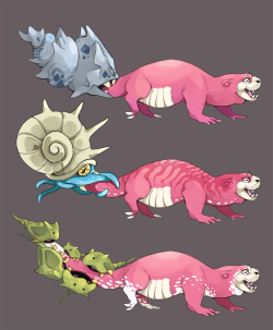 Riskydoodles:  Slowbro Evolutions Of My Slowpoke Variations From A While Back It