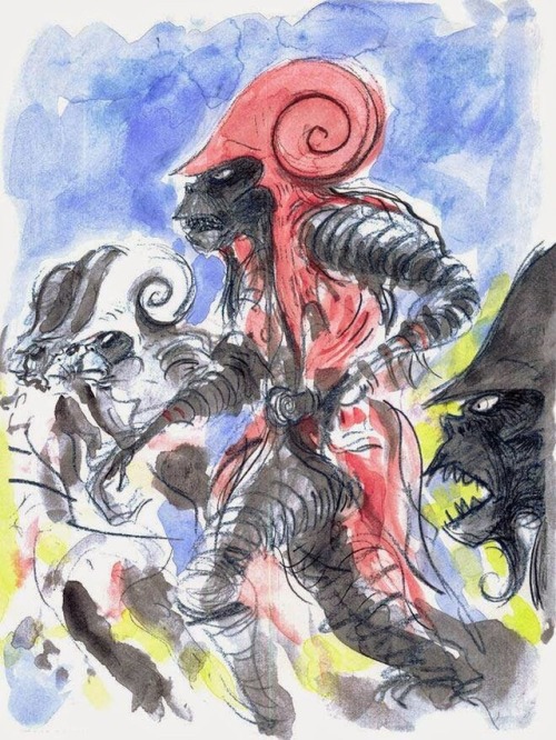 A Tim Burton sketch for his version of PLANET OF THE APES.