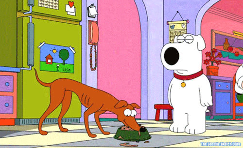 thesketchcube:Family Guy/Simpsons Crossover - Dogs eat in the kitchen.