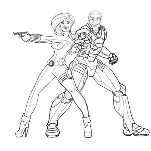 My latest commission: A couple as Iron Man and Black Widow. #drawing #drawdrawdraw #art #artist #ske