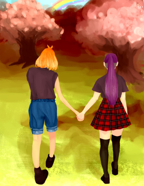 ghoul-idol:practicing backgrounds with girlfriends! shirazu and urie walking to the valley of homoss