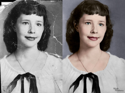 “before & after” - I first restored and then colorized this image of my grandmother, taken back 