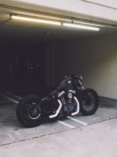 fast-iron:  Harley Davidson Sportster Bobber - Owner Adam Wichmann If you have a custom bobber, cafe racer or hotrod that deserves some spotlight, just submit some pictures to me 