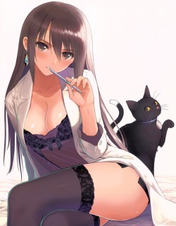 tony taka bra cleavage lingerie neko open shirt see through thighhighs | #384336 | yande.re