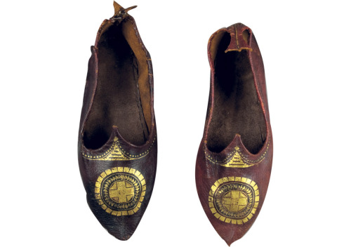 adokal:Byzantine leather shoes with gold leaf decoration, 5th-8th c. CE, Egypt. Byzantine & Chri