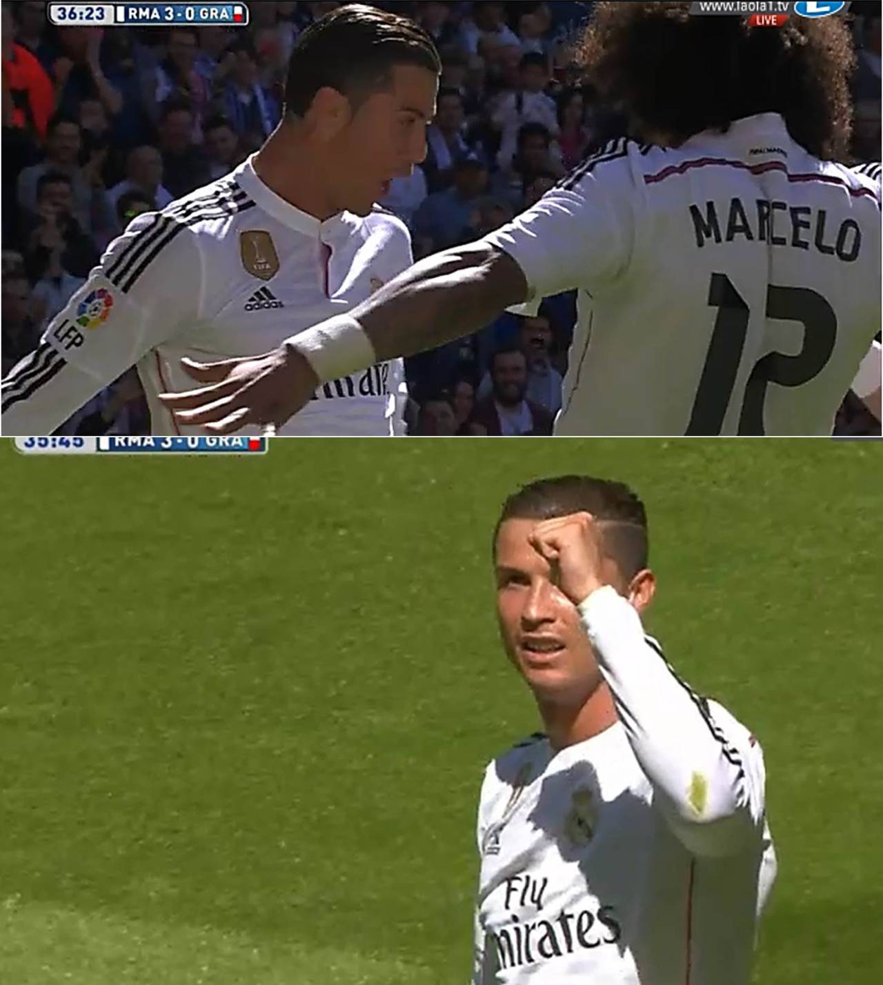 all-about-cr7:  Hat-trick within 8 minutes!!! Take that, Tebas!Real Madrid vs. Granada,