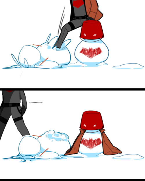 hellyeahteensuperheroes: blackphoenix1977:  tuluxi:    ⛄️    This is so cute  I headcanon Bruce wanted to do more but had to go fight the Joker or something. - Admin 