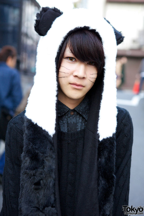 17-year-old One OK Rock fan Takumi on the street in Harajuku w/ a mostly resale look featuring a sil