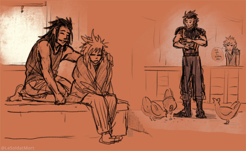 Random Zack x Cloud bedtime doodles done for my dearest @artofalassa and her Zack lives AU ♥