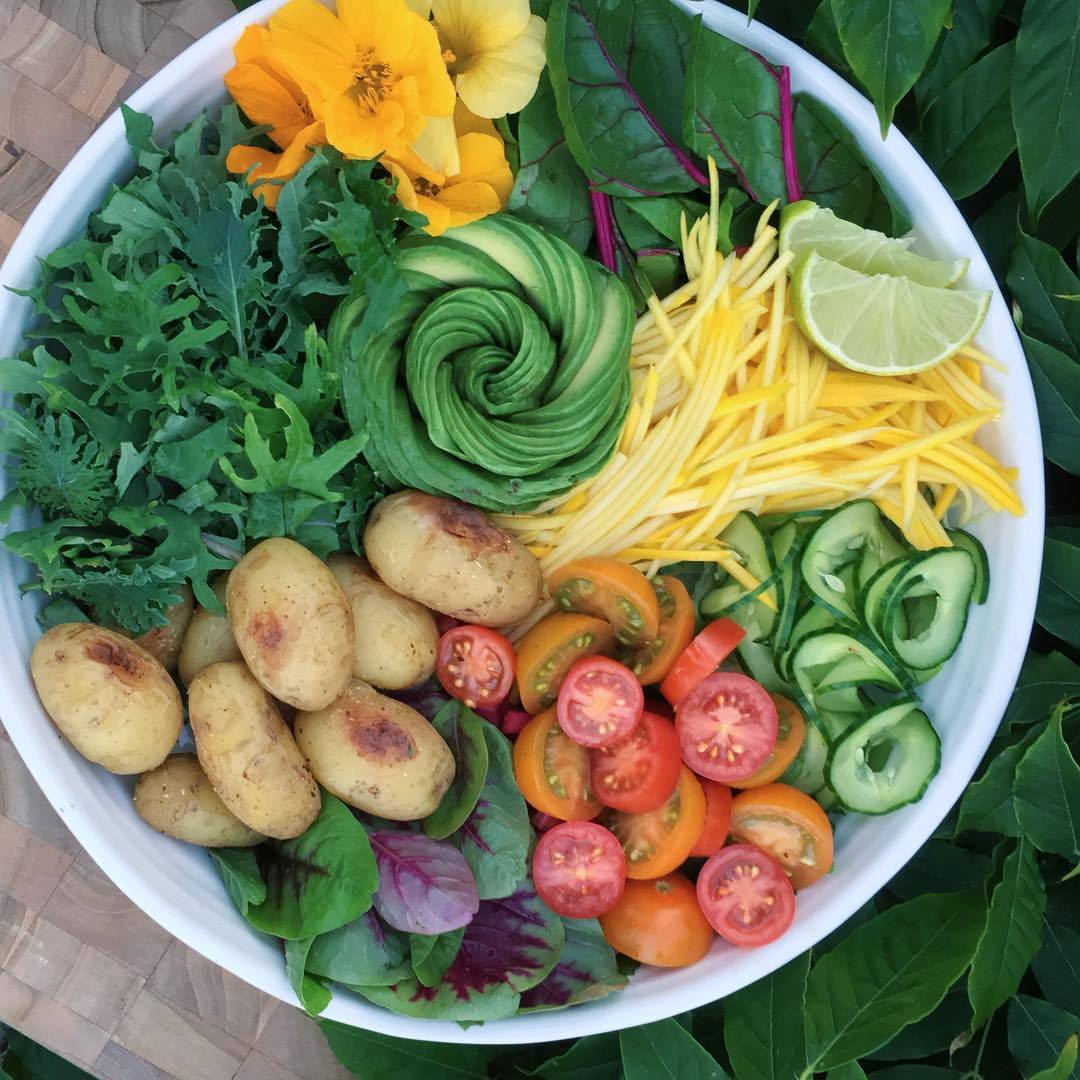 eat-to-thrive:  Garden to table rainbow salad!  Fresh veggies are the yummiest 😋🌿.