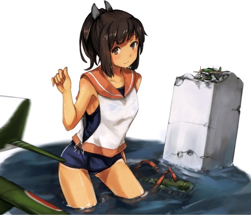 abaslev:  brown eyes brown hair i-401 (kancolle) kantai collection maki pei school swimsuit short hair swimsuit water wet | konachan.com - Konachan.com Anime Wallpapers