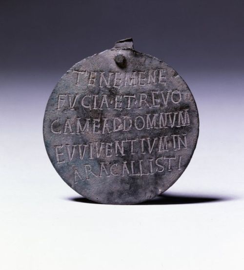 thatsallhistory:Ancient Roman Dogtag, Inscription Reads: “Hold me if I am lost and return me to my m