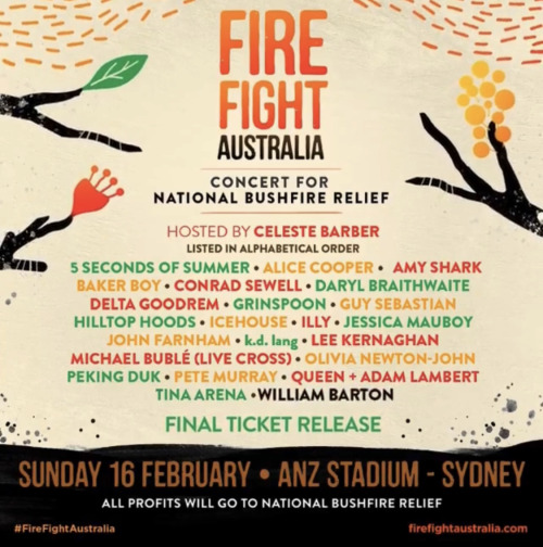 CONCERT FOR A CAUSE - OUR NATION IN NEED SSJ collectives performing with Jessica Mauboy, Tina Arena,