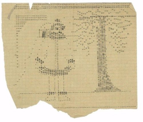 text-mode:Russian typewriter art from the 1930′s made by Elena Rebinder, who was married with the fa