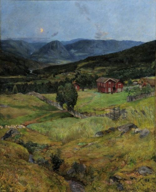 Gerhard Munthe (1849 - 1929) - Evening in Eggedal. 1889. Oil on canvas.