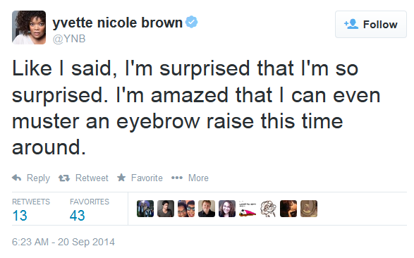 princesspoonani:  wocinsolidarity:  securelyinsecure:  Yvette Nicole Brown Responds