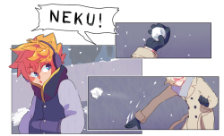 scivious:Christmas present for twewy skype group! Josh’s throws are probably very weak and so is his heart when he sees Neku smiling. I hope it’ll satisfy the fluffy JoshNeku needs!