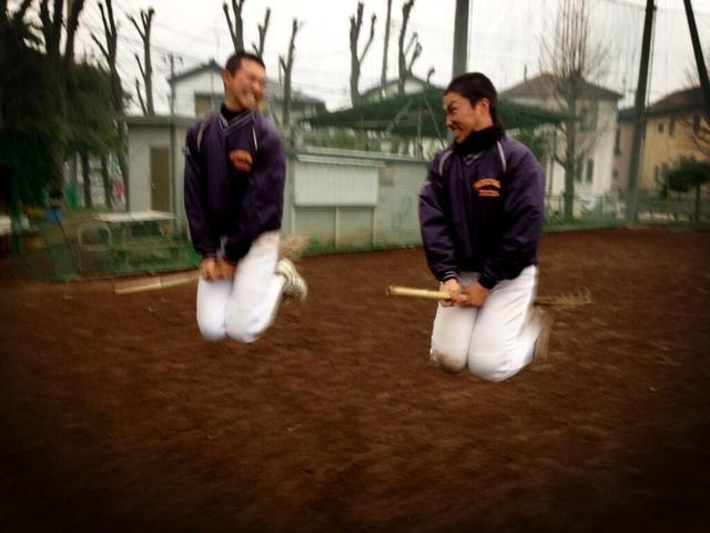  Japanese teens taking photos in which they appear to be flying on broomsticks to