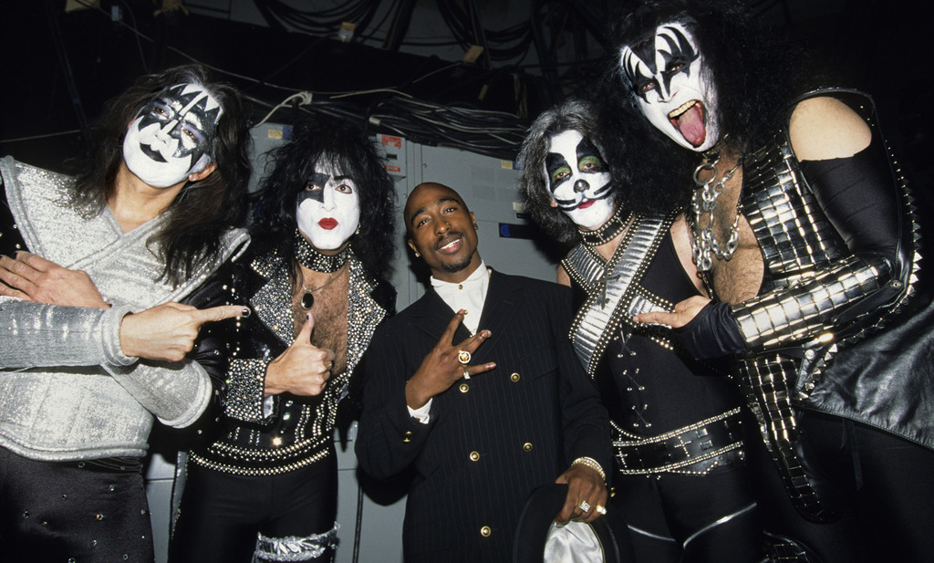 twixnmix:       Tupac and Kiss at the 38th Annual Grammy Awards on February 28, 1996.  This