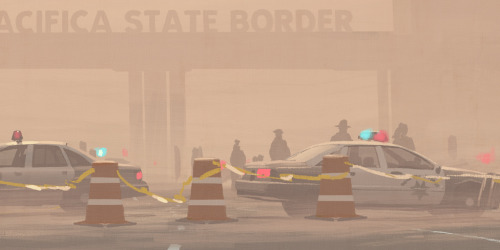 Something has happened at the border checkpoint.www.simonstalenhag.se