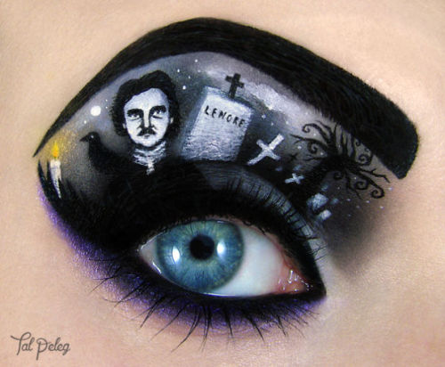 upinthenorthwest:  sixpenceee:  Tal Peleg creates eye-art, she uses her own eye as the canvas, and makeup products as my paint. Every work takes a lot of time and care, and of course- a lot patience. (Source)  ON. HER. OWN. EYES. 