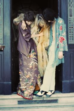 Intothegloss:  Michele Breton, Anita Pallenberg And Mick Jagger On The 1968 Set Of