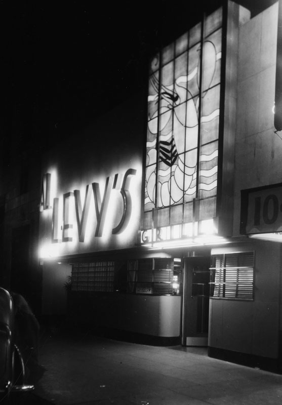 smoketowncomics:  Levy’s neon and art deco facade. No date.LAPL archives.
