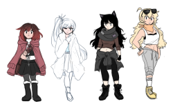 some RWBY AU outfit designs i dont know what