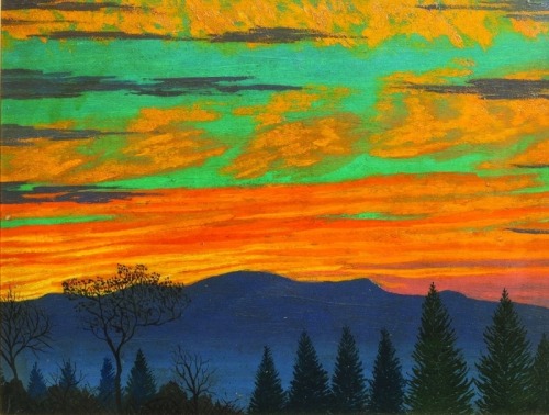 thunderstruck9:Luigi Russolo (Italian, 1885-1947), Tramonto [Sunset], 1946. Oil on board, 31.5 x 40 