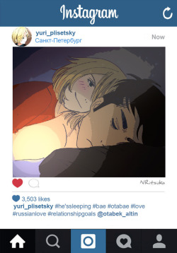 nritsuka:Yuri doesn’t let otabek sleep with his instagram photos. 