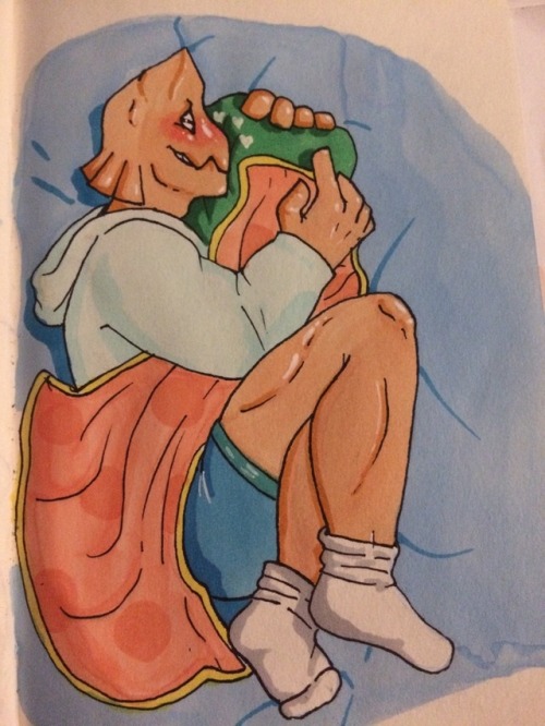 A Soft Boy Cuddling A Soft Pillow.. In A Soft Bed.. Colored Using The Soft Sun Copic Marker. Overall