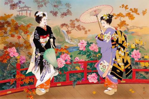 Oiran, Maiko and Geisha, art by Haruyo MoritaI am still so in love with those works. The detail leve