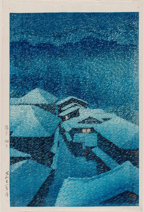 Kawase Hasui, Snow at Zozoji Temple (1953), Misty Moonlight at Matsue in Izumo Province (1924), Shio