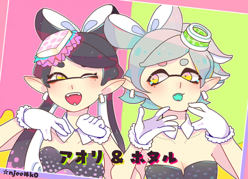 njeenuk0:squid sisters for @stardoesart ( ᐛ )و thank you for commissioning ! 