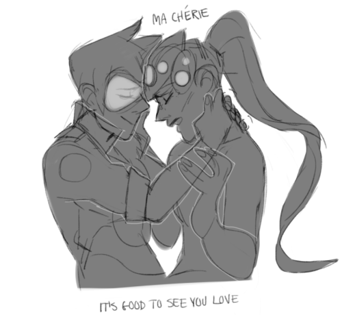 hattersarts:  so i read @cinnamonrolltracer‘s fic and got rly emo about when tracer breaks widowmaker’s conditioning and amelie comes back and the kind of clutching and tears that would come and desperate kissing. 
