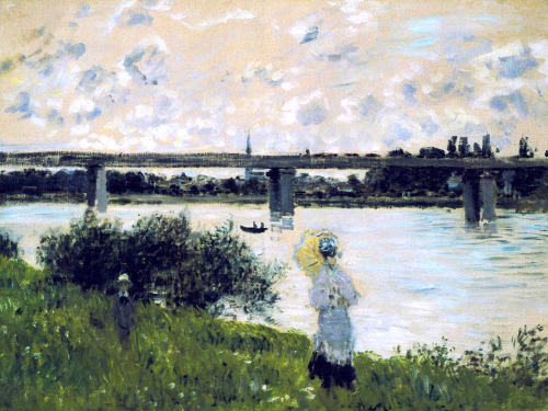 bofransson: The Promenade near the Bridge of Argenteuil - Claude Monet, 1874
