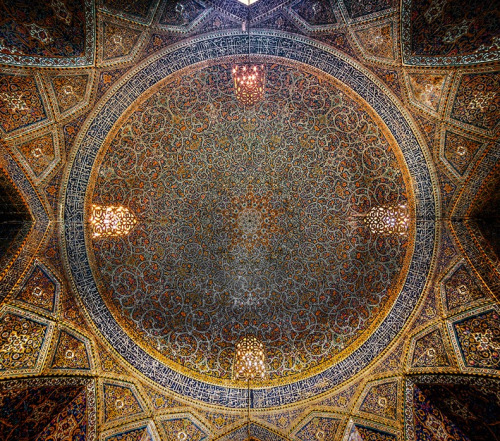 puszcza:  awkwardsituationist:  photos by mohammad reza domiri ganji in iran of: (1) the dome of the seyyed mosque in isfahan; (2,8) the nasīr al mulk mosque, or pink mosque, in shiraz; (3,4) the vakil mosque in shiraz; (5) the ceiling of the fifth floor