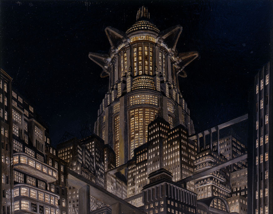 dieselpunkflimflam:  design-is-fine:  Erich Kettelhut, Sketch for the set of Fritz