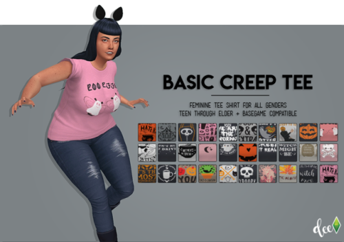 deetron-sims:   Standalone recolor of my Basic B Tee (not required) with the same creepy swatches in