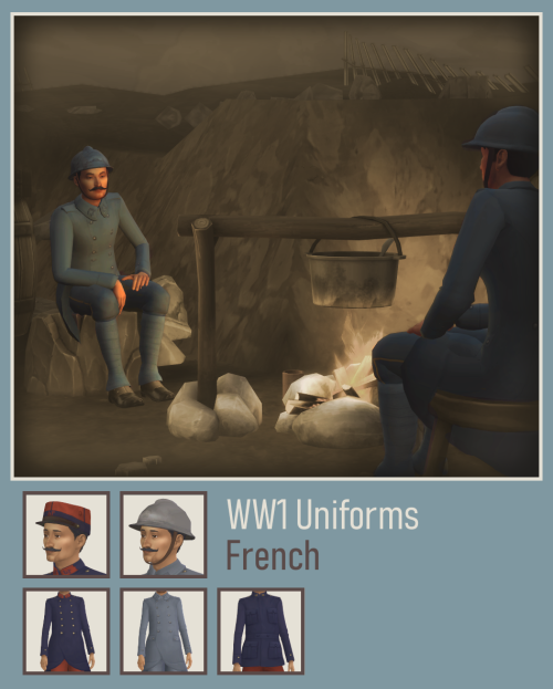 waxesnostalgic: chere-indolente: WW1 Uniforms : French Here is my second set of great war uniforms. 