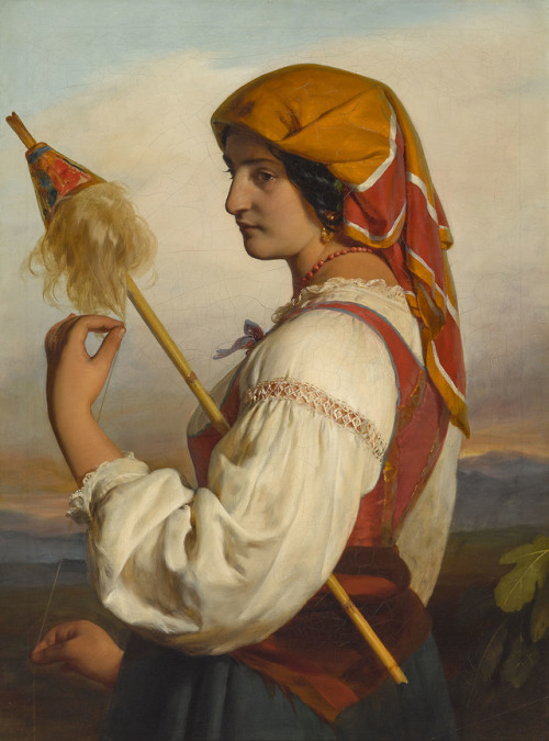 Friedrich von Amerling - Italian Woman with Spinner (1846)