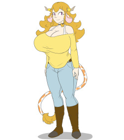theselfsufficientcrescent:  juiceinyoureye:  A current, up-to-date reference for Tangerine!  Casual clothes are her S-Moo-Thies uniform! Write-up coming soon   The moo, she is referenced!