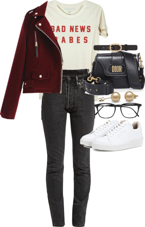 Untitled #23687 by florencia95 featuring real leather purses ❤ liked on PolyvoreRed motorcycle jacke