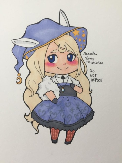 Chibi witch inspired by a Gaia Online Avi. Inktober got me back into drawing traditionally just a li