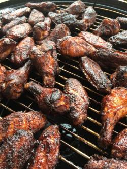 food-porn-diary:[OC] Mesquite and apple wood smoked dry rubbed wings. Cooked on a Weber Smokey Mountain. [2448 X 3264]